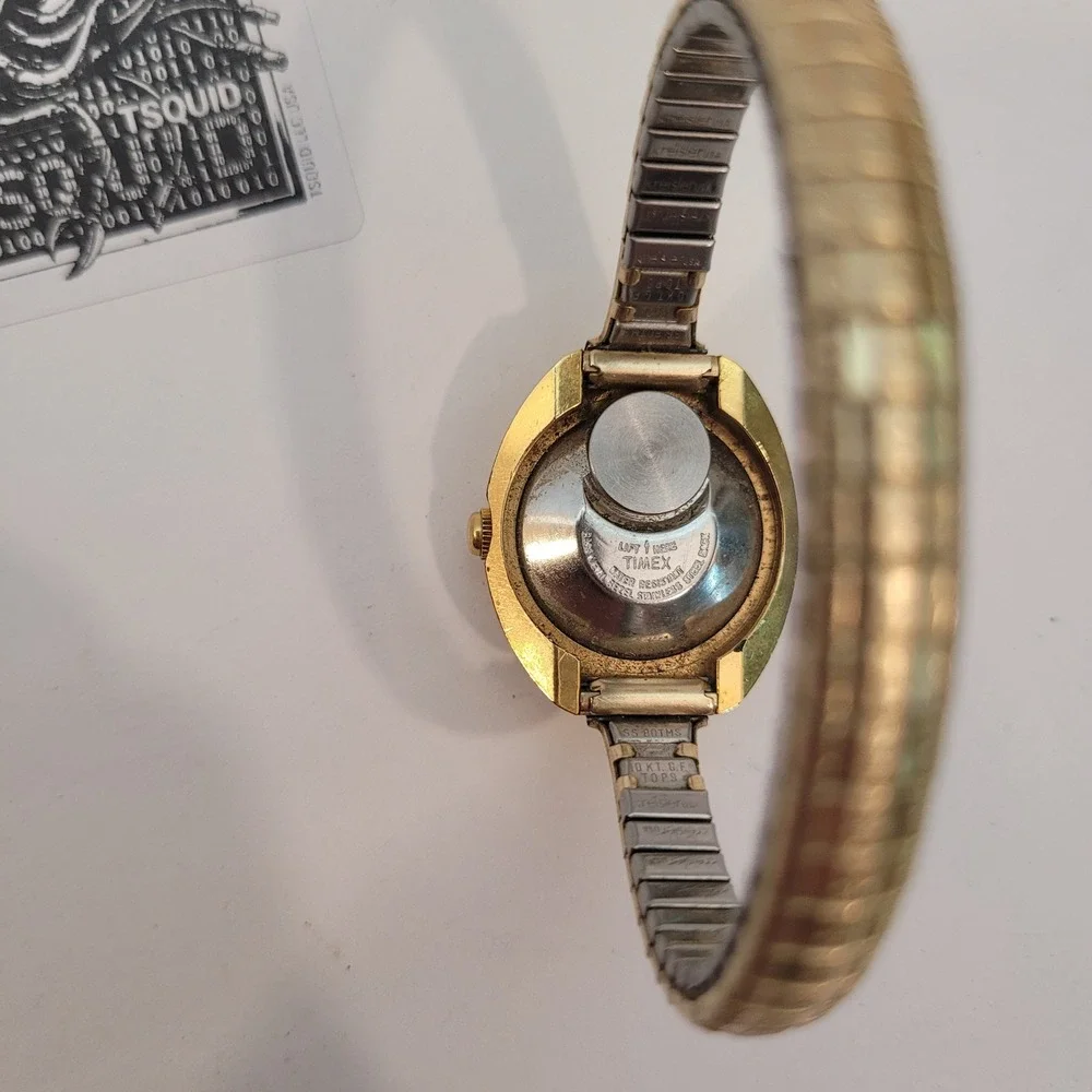 Timex Electric‎ Watch Women Gold Filled Tone Oval Vintage Expansion Band